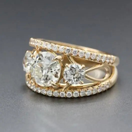 Golden Vintage Crystal Ring