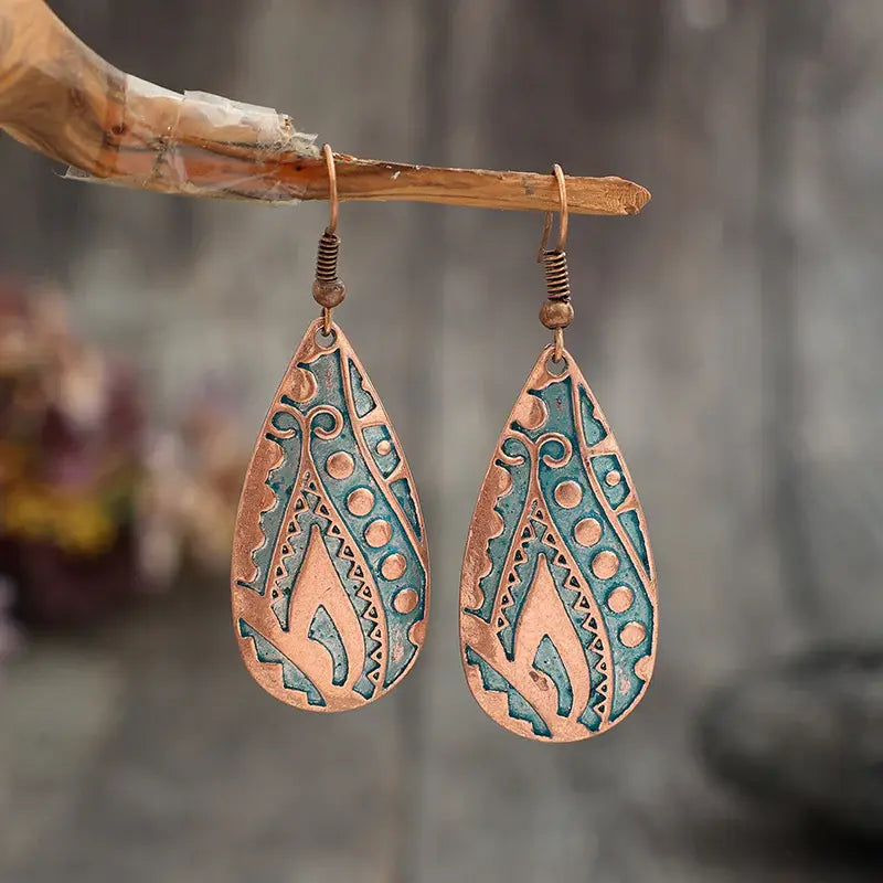 Vintage dangling bronze drop earrings