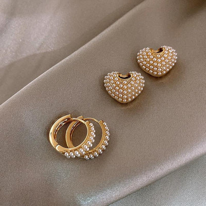 Pearls of Love Earrings in Gold