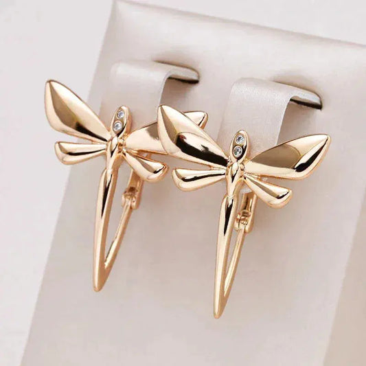 Elegant Gold Dragonfly Earrings