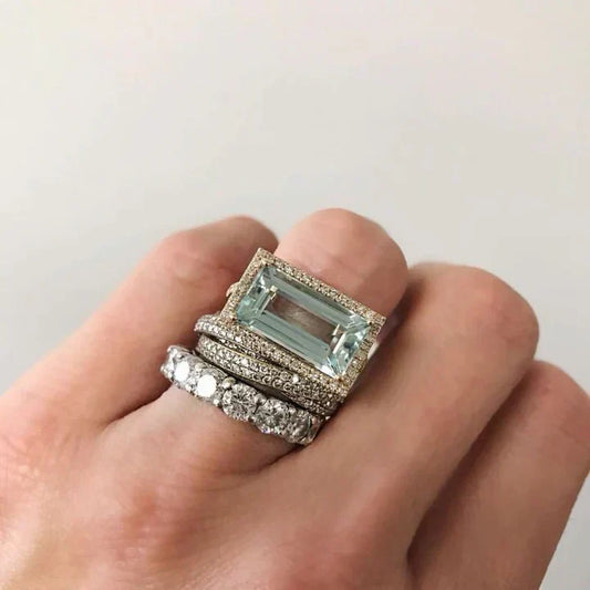 Vintage ring set with turquoise zirconia